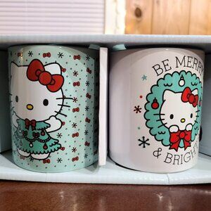 Hello Kitty Christmas Coffee Mugs Set Ceramic Cups Holiday Xmas Decorations 2pc